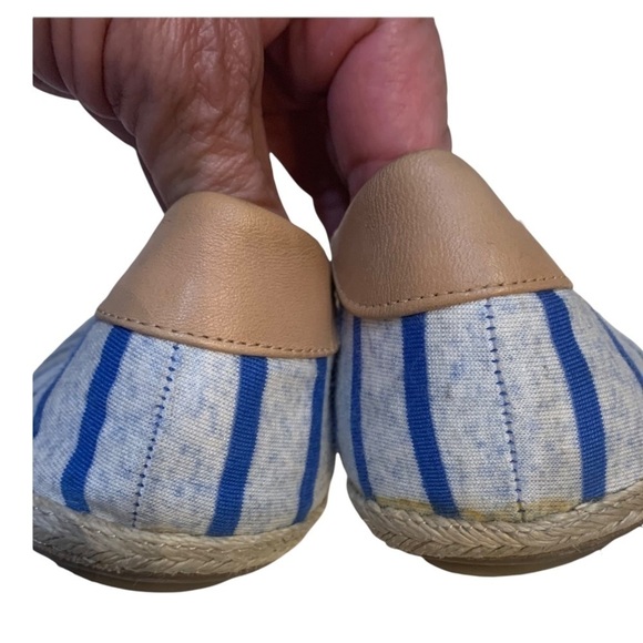 Splendid Ballet Flats Royal Blue Striped Textile Espadrilles Tan Leather Sz 8 - Picture 6 of 9